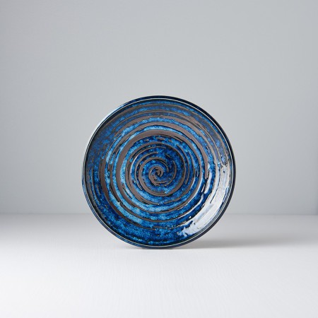 Talerz okrągły Copper Swirl 20 cm czarno-granatowy MIJ
