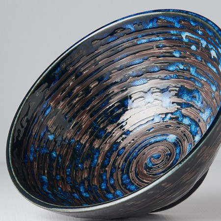 Miska Udon Copper Swirl 20 cm czarno-granatowa MIJ