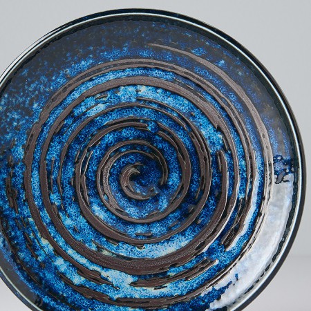 Talerz okrągły Copper Swirl 17 cm czarno-granatowy MIJ