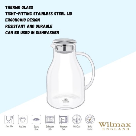 Dzbanek szklany Wide 2,5 l﻿ ze stalową pokrywką WILMAX England