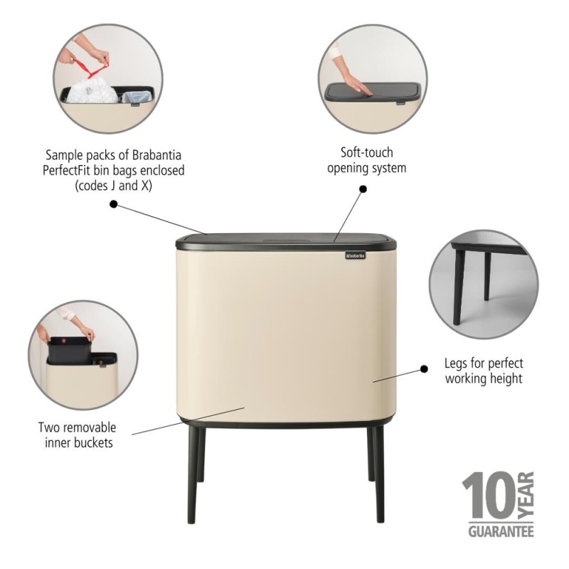 Brabantia Kosz BO TouchBin 11+23 l beżowy
