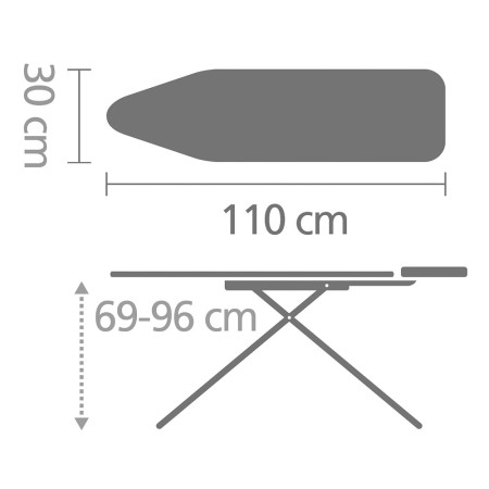 Brabantia Deska do prasowania Denim Blue rozmiar A (110x30cm), rama czarna 22mm