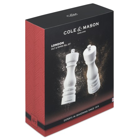 Zestaw prezentowy młynki London do pieprzu i soli, biały połysk Cole&Mason