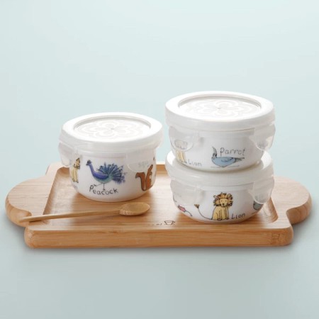 Pojemniki na żywność dla dzieci porcelanowe Zen Premium 3 szt. 2 x130 + 180 ml Candl