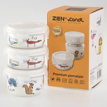Pojemniki na żywność dla dzieci porcelanowe Zen Premium 3 szt. 2 x130 + 180 ml Candl