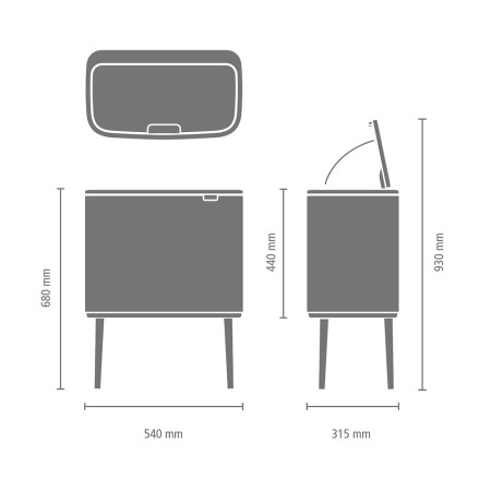 Brabantia Kosz BO TouchBin 11+11+11 l żółty